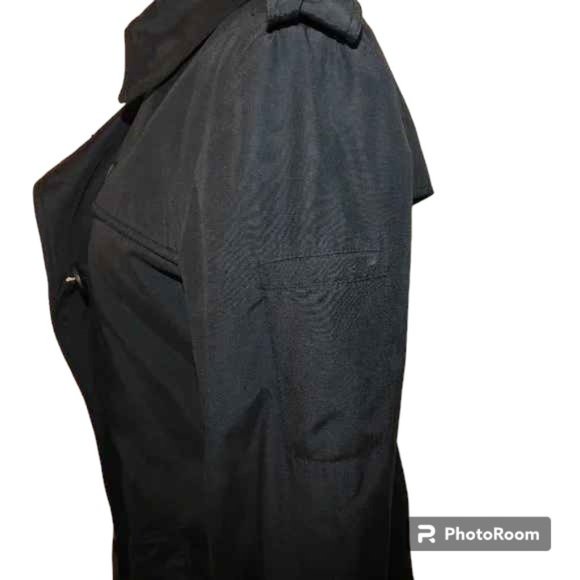 Norma Kamali Double Breasted Belted Black Trench Coat Size Medium Career - Picture 11 of 15